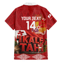 Tonga Rugby Custom Family Matching Off Shoulder Maxi Dress and Hawaiian Shirt 2026 Go Ikale Tahi Ngatu Pattern LT14 - Polynesian Pride