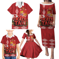 Tonga Rugby Custom Family Matching Puletasi and Hawaiian Shirt 2026 Go Ikale Tahi Ngatu Pattern LT14 - Polynesian Pride