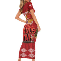 Tonga Rugby Custom Family Matching Short Sleeve Bodycon Dress and Hawaiian Shirt 2026 Go Ikale Tahi Ngatu Pattern LT14 - Polynesian Pride