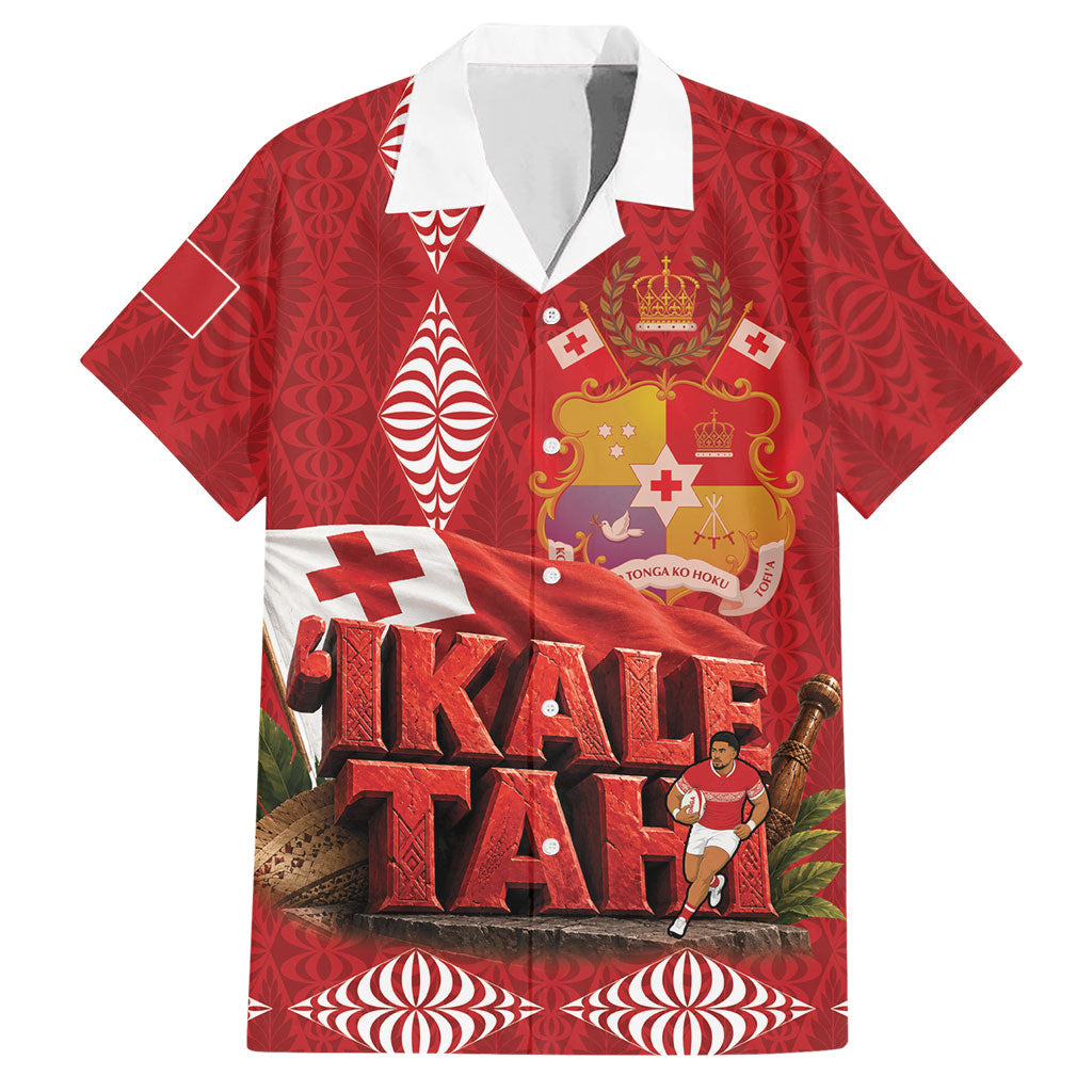 Tonga Rugby Custom Hawaiian Shirt 2026 Go Ikale Tahi Ngatu Pattern LT14 Red - Polynesian Pride