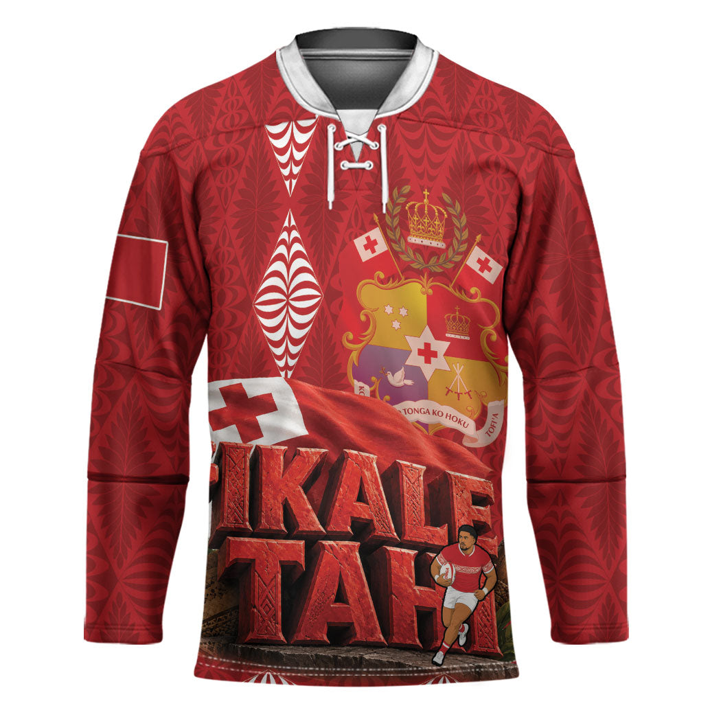 Tonga Rugby Custom Hockey Jersey 2026 Go Ikale Tahi Ngatu Pattern LT14 Unisex Red - Polynesian Pride