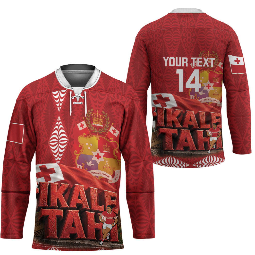 Tonga Rugby Custom Hockey Jersey 2026 Go Ikale Tahi Ngatu Pattern LT14 - Polynesian Pride
