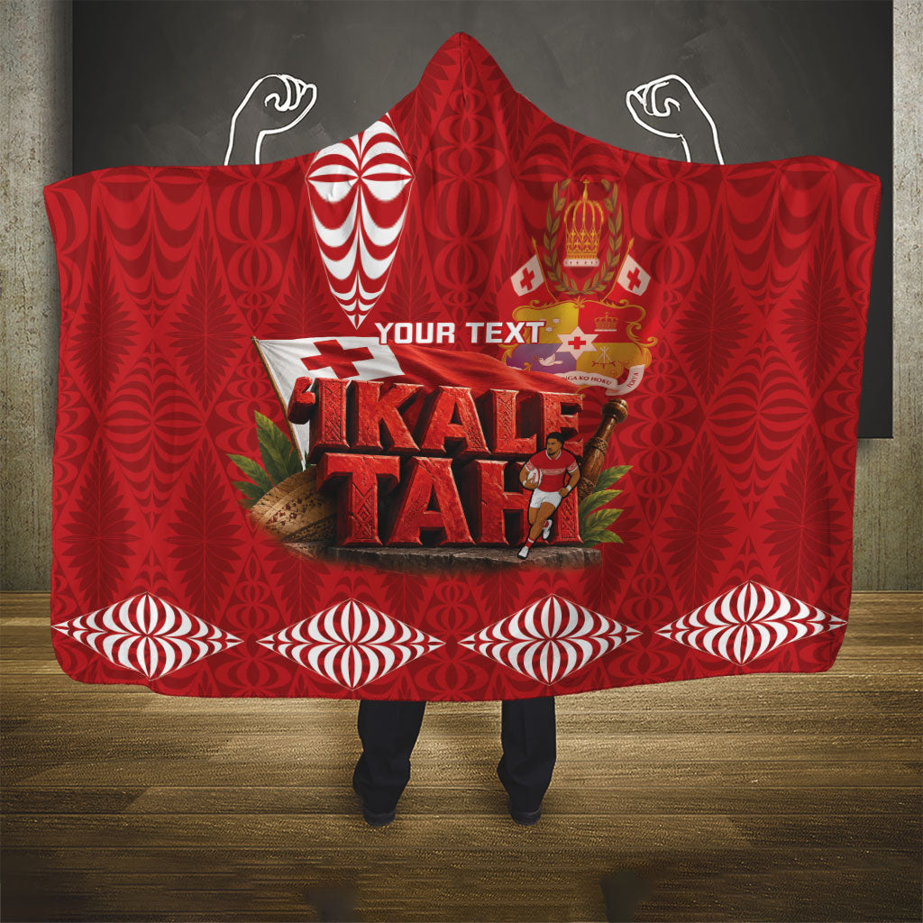 Tonga Rugby Custom Hooded Blanket 2026 Go Ikale Tahi Ngatu Pattern LT14 - Polynesian Pride