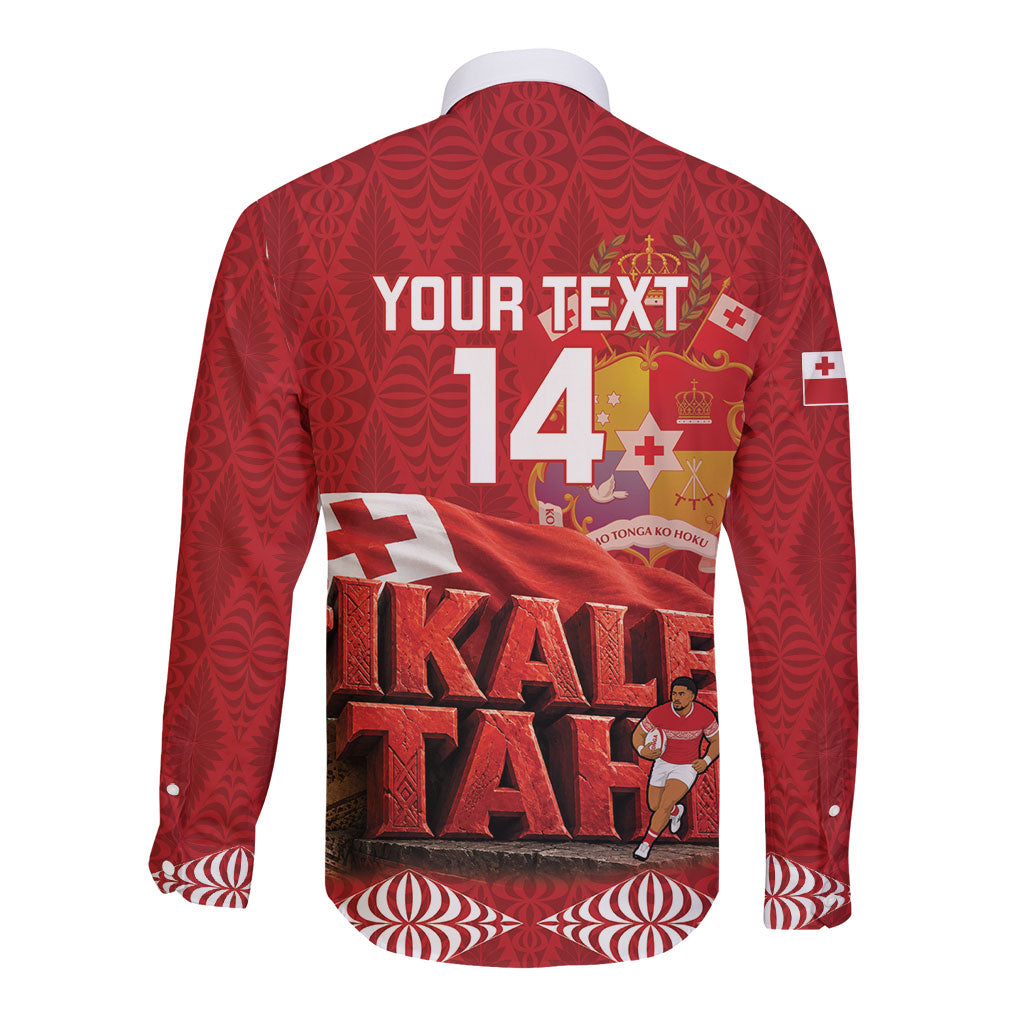 Tonga Rugby Custom Long Sleeve Button Shirt 2026 Go Ikale Tahi Ngatu Pattern LT14 - Polynesian Pride