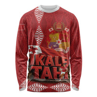 Tonga Rugby Custom Long Sleeve Shirt 2026 Go Ikale Tahi Ngatu Pattern LT14 Unisex Red - Polynesian Pride