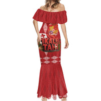 Tonga Rugby Custom Mermaid Dress 2026 Go Ikale Tahi Ngatu Pattern LT14 - Polynesian Pride