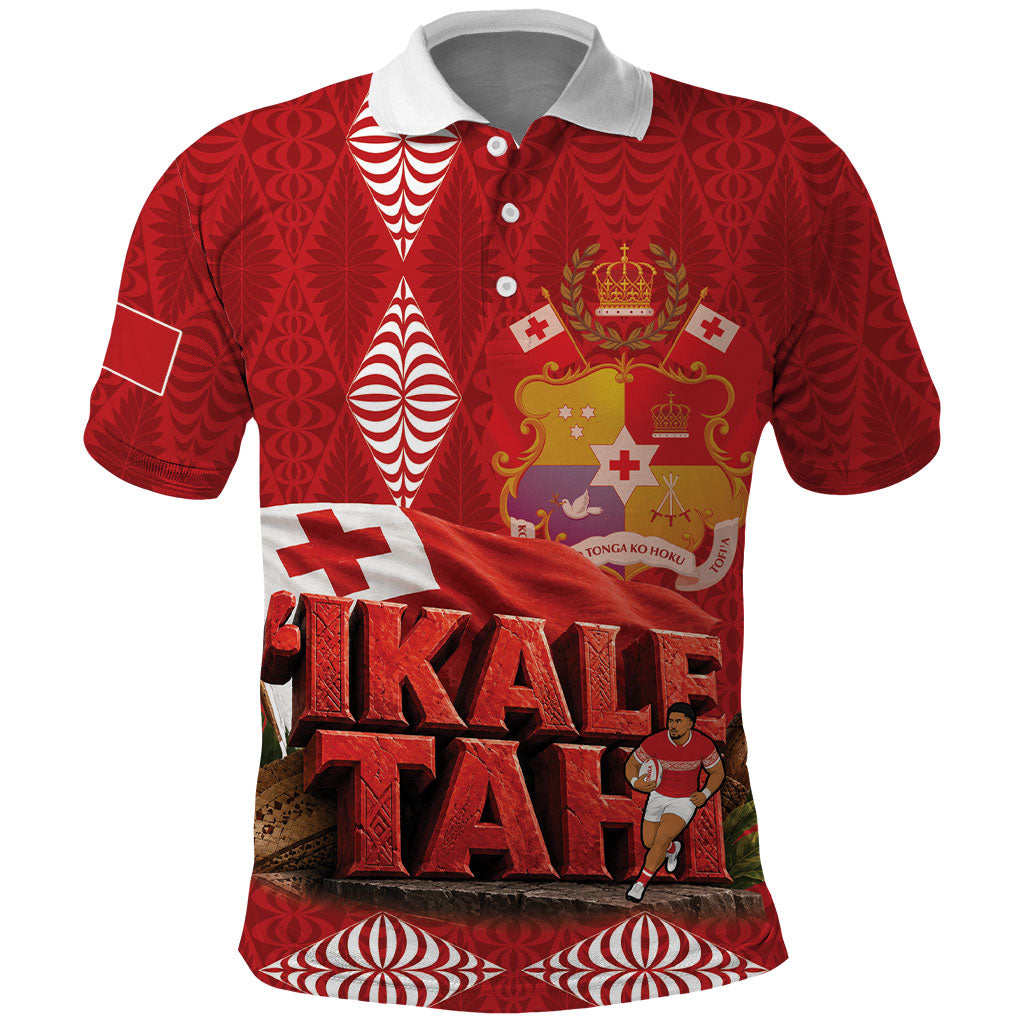 Tonga Rugby Custom Polo Shirt 2026 Go Ikale Tahi Ngatu Pattern LT14 Red - Polynesian Pride