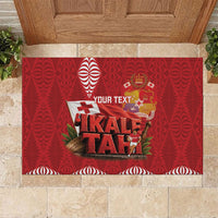 Tonga Rugby Custom Rubber Doormat 2026 Go Ikale Tahi Ngatu Pattern LT14 Red - Polynesian Pride