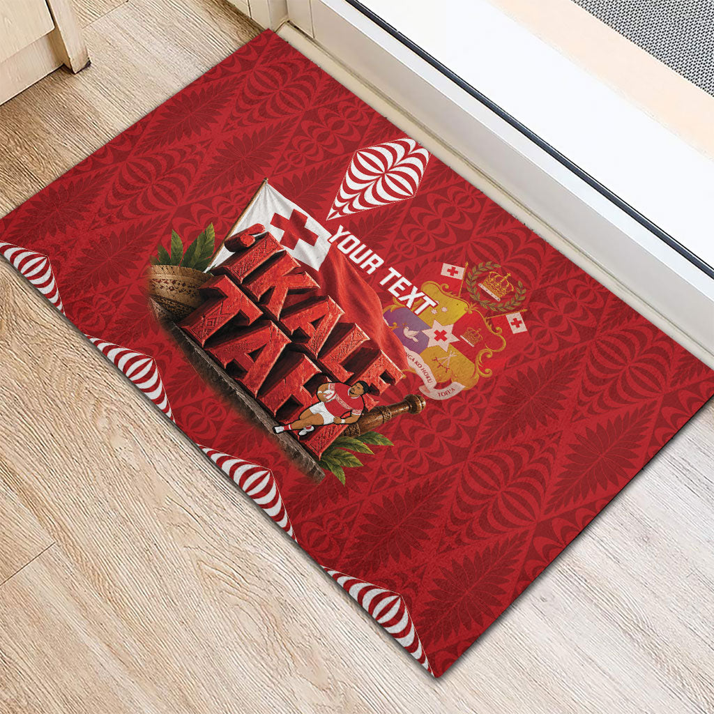 Tonga Rugby Custom Rubber Doormat 2026 Go Ikale Tahi Ngatu Pattern LT14 - Polynesian Pride