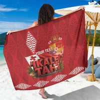 Tonga Rugby Custom Sarong 2026 Go Ikale Tahi Ngatu Pattern LT14 One Size 44 x 66 inches Red - Polynesian Pride