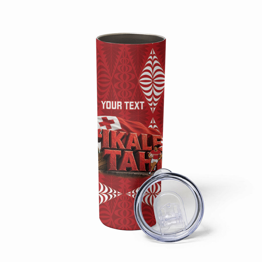 Tonga Rugby Custom Skinny Tumbler 2026 Go Ikale Tahi Ngatu Pattern LT14 - Polynesian Pride