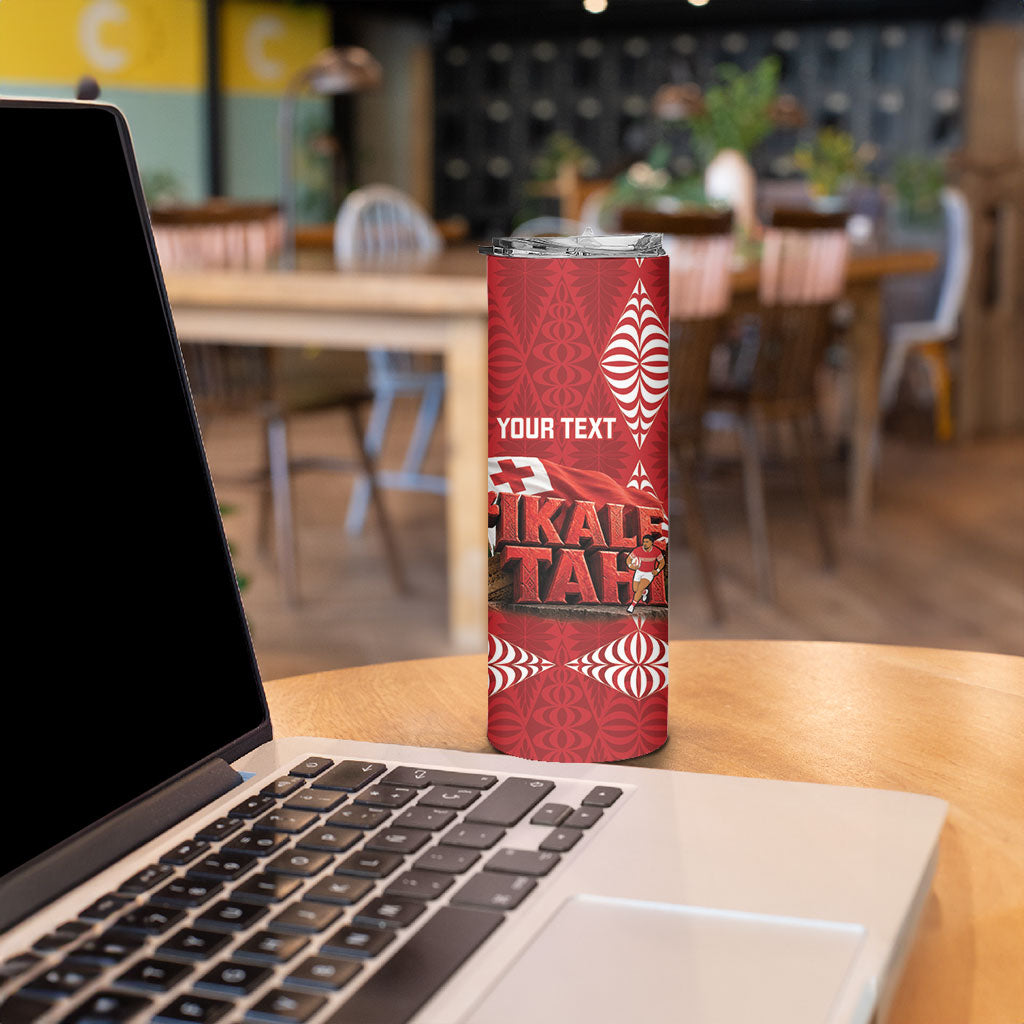 Tonga Rugby Custom Skinny Tumbler 2026 Go Ikale Tahi Ngatu Pattern LT14 - Polynesian Pride
