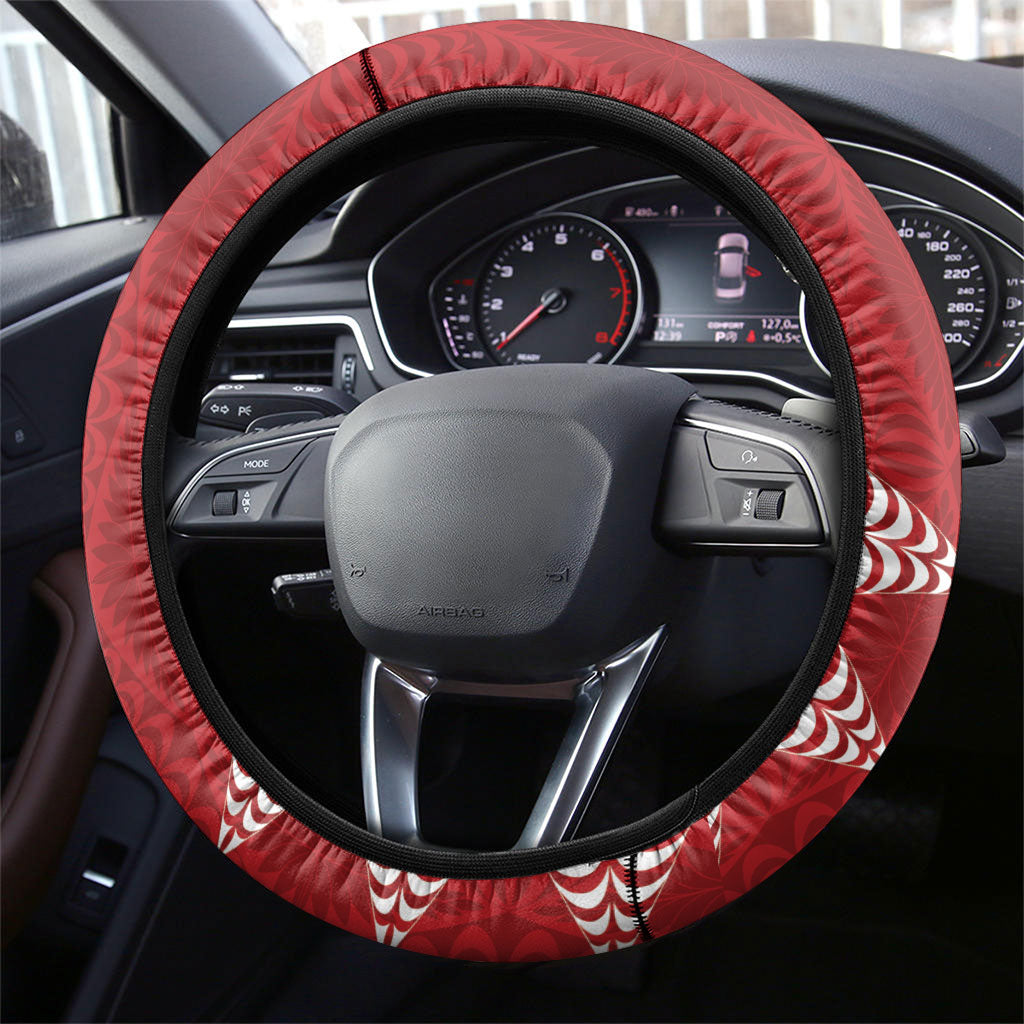 Tonga Rugby Steering Wheel Cover 2026 Go Ikale Tahi Ngatu Pattern LT14 - Polynesian Pride