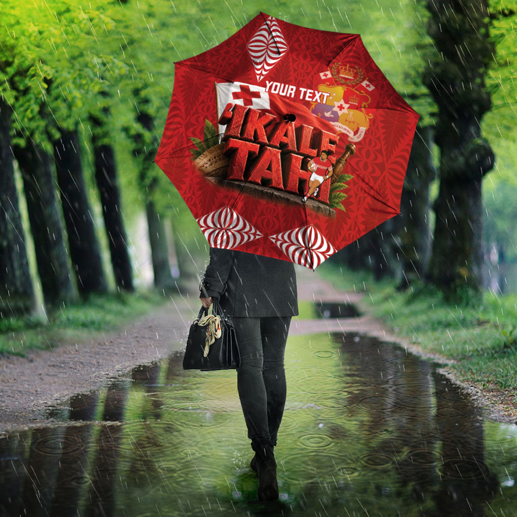 Tonga Rugby Custom Umbrella 2026 Go Ikale Tahi Ngatu Pattern LT14 - Polynesian Pride