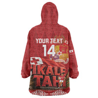 Tonga Rugby Custom Wearable Blanket Hoodie 2026 Go Ikale Tahi Ngatu Pattern LT14 - Polynesian Pride