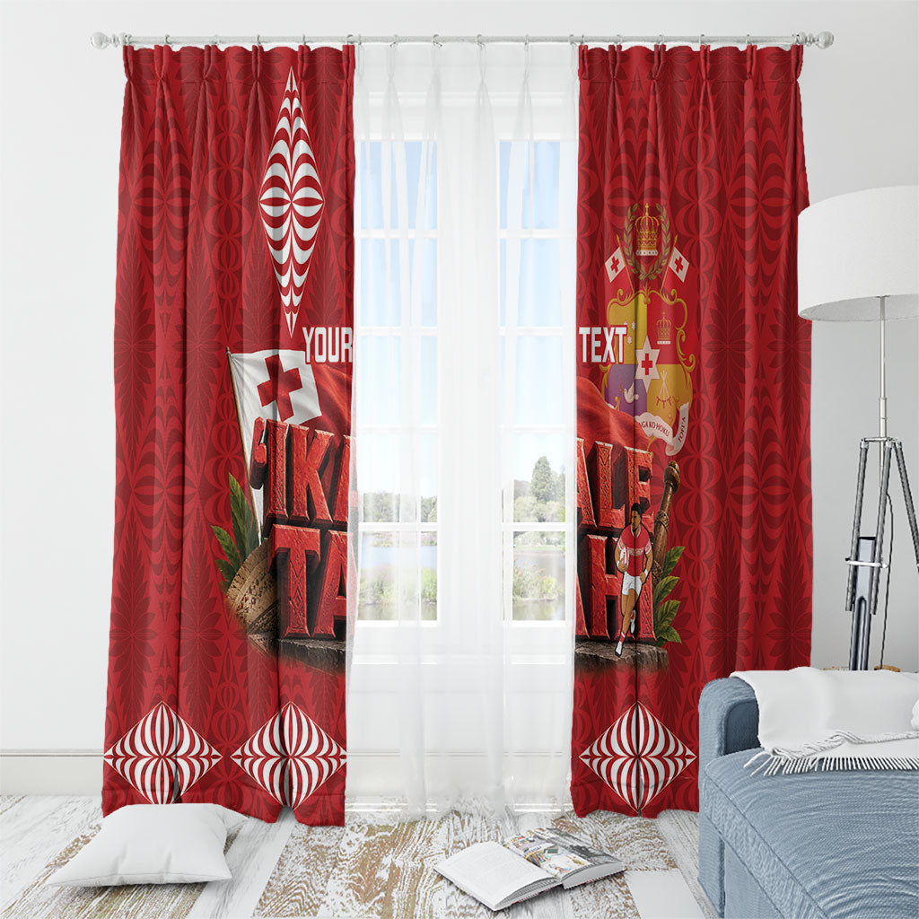 Tonga Rugby Custom Window Curtain 2026 Go Ikale Tahi Ngatu Pattern LT14 - Polynesian Pride