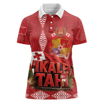 Tonga Rugby Custom Women Polo Shirt 2026 Go Ikale Tahi Ngatu Pattern LT14 Female Red - Polynesian Pride