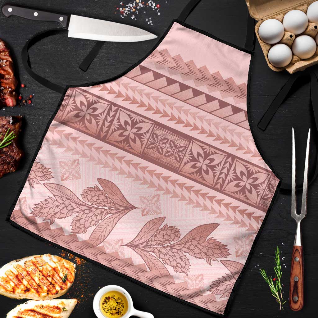 Pastel Pink Samoa Siapo Teuila Flowers Apron - Polynesian Pride