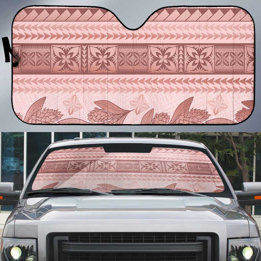 Pastel Pink Samoa Siapo Teuila Flowers Auto Sun Shade - Polynesian Pride