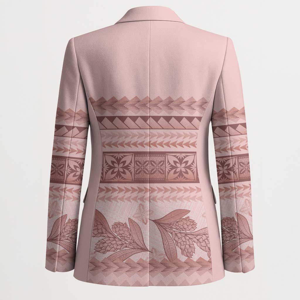 Pastel Pink Samoa Siapo Teuila Flowers Blazer LT14 - Polynesian Pride