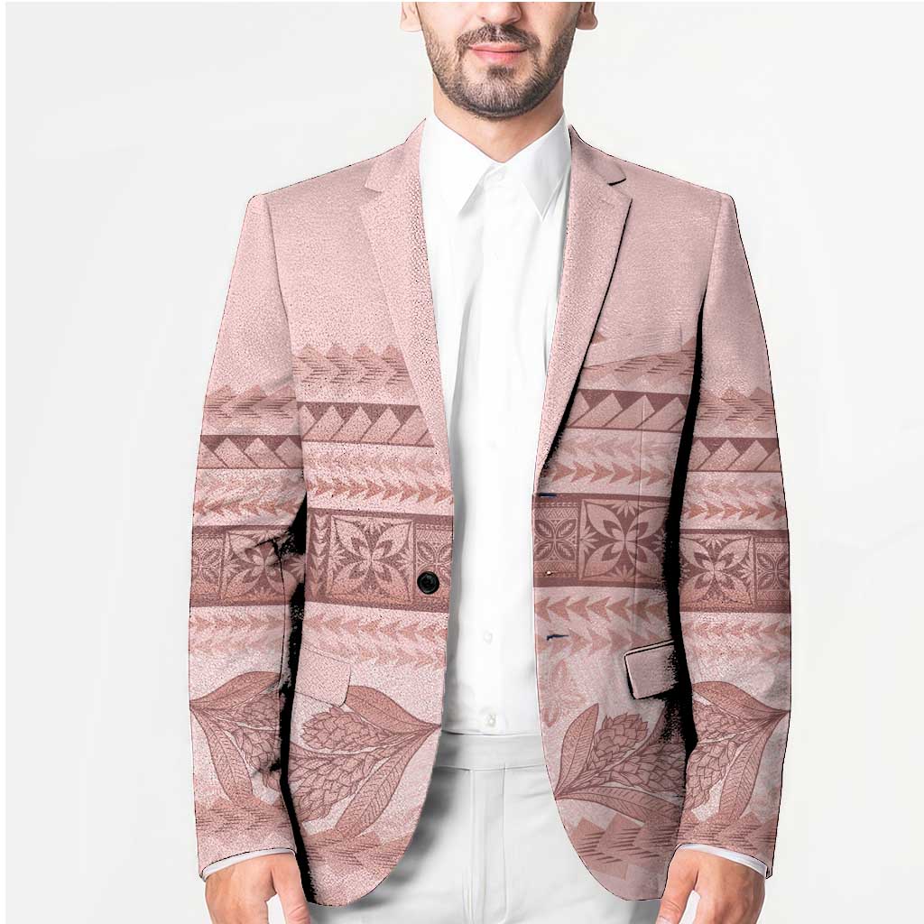 Pastel Pink Samoa Siapo Teuila Flowers Blazer LT14 - Polynesian Pride