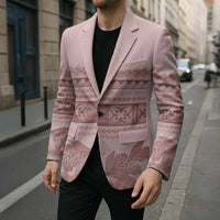 Pastel Pink Samoa Siapo Teuila Flowers Blazer LT14 - Polynesian Pride