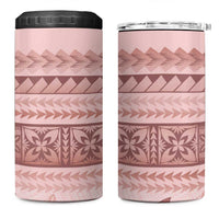 Pastel Pink Samoa Siapo Teuila Flowers 4 in 1 Can Cooler Tumbler - Polynesian Pride