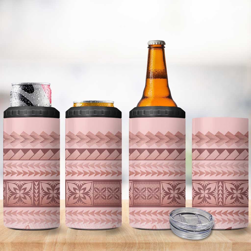 Pastel Pink Samoa Siapo Teuila Flowers 4 in 1 Can Cooler Tumbler - Polynesian Pride