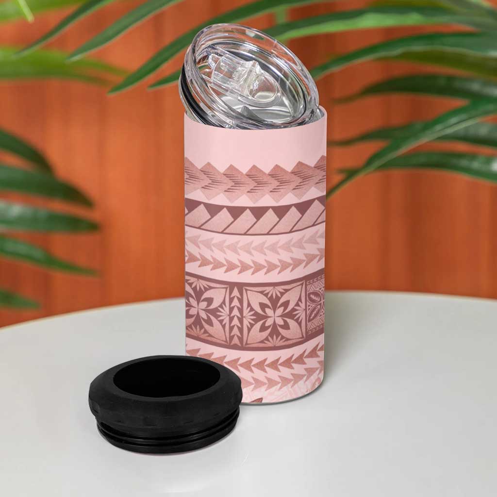 Pastel Pink Samoa Siapo Teuila Flowers 4 in 1 Can Cooler Tumbler - Polynesian Pride