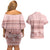 Pastel Pink Samoa Siapo Teuila Flowers Couples Matching Off Shoulder Short Dress and Hawaiian Shirt - Polynesian Pride