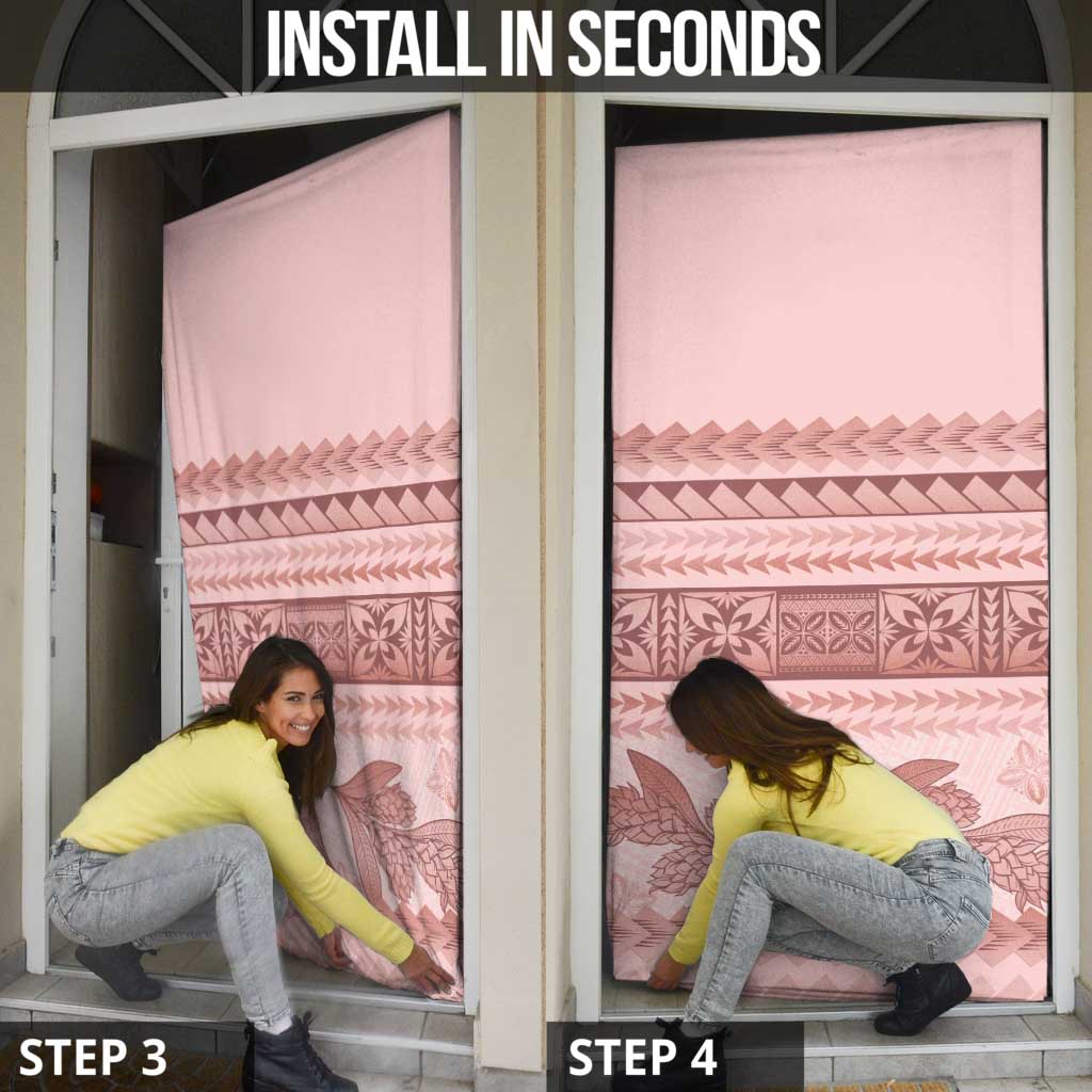 Pastel Pink Samoa Siapo Teuila Flowers Door Cover - Polynesian Pride