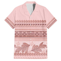 Pastel Pink Samoa Siapo Teuila Flowers Family Matching Short Sleeve Bodycon Dress and Hawaiian Shirt - Polynesian Pride