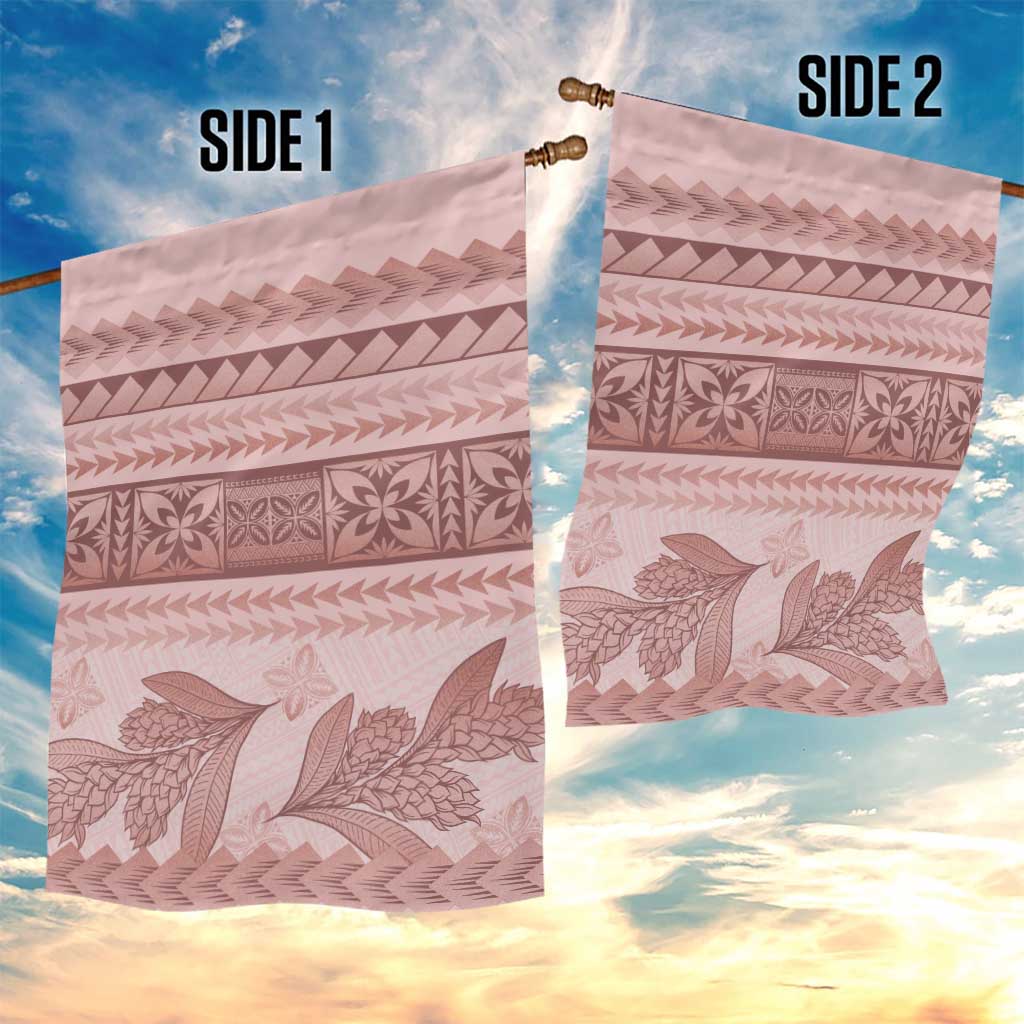 Pastel Pink Samoa Siapo Teuila Flowers Garden Flag - Polynesian Pride