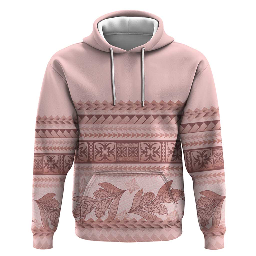 Pastel Pink Samoa Siapo Teuila Flowers Hoodie - Polynesian Pride