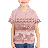 Pastel Pink Samoa Siapo Teuila Flowers Kid Hawaiian Shirt - Polynesian Pride