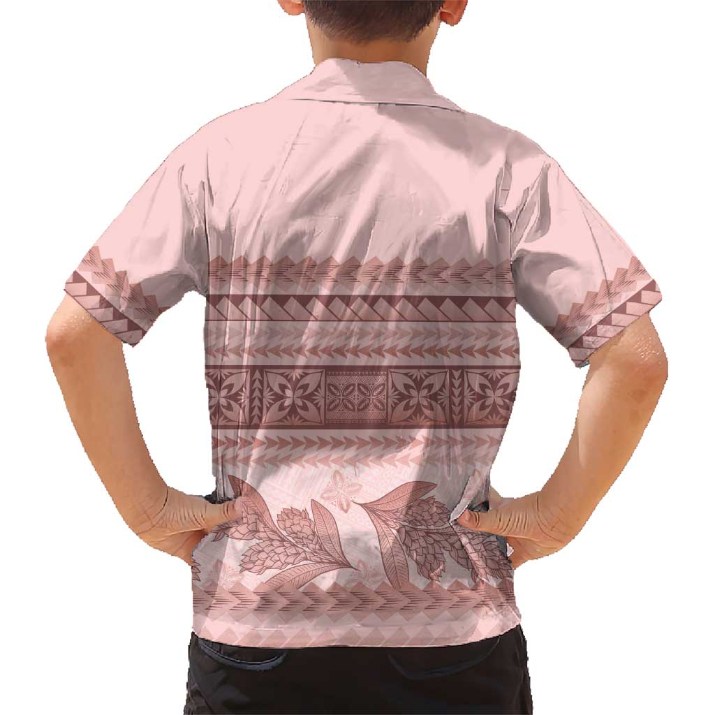 Pastel Pink Samoa Siapo Teuila Flowers Kid Hawaiian Shirt - Polynesian Pride