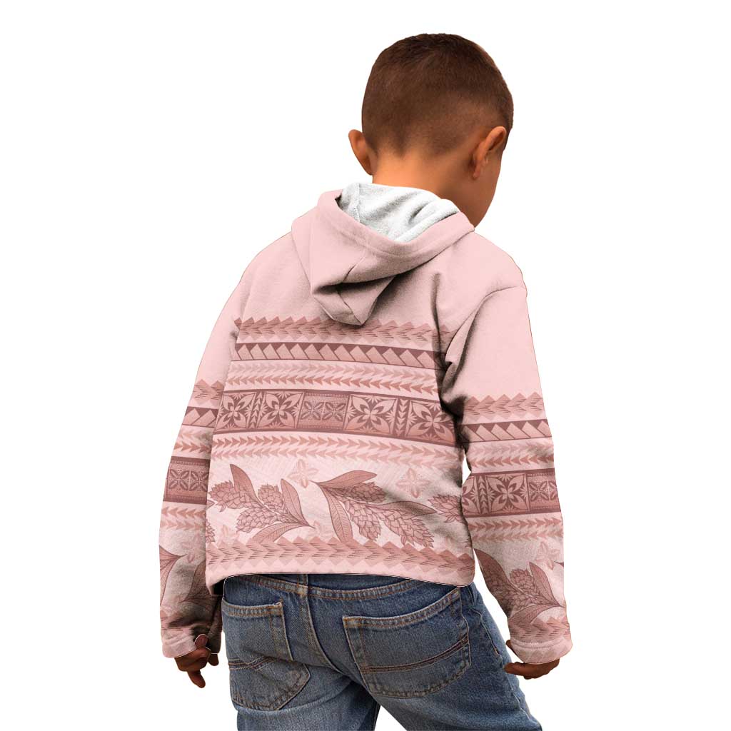 Pastel Pink Samoa Siapo Teuila Flowers Kid Hoodie - Polynesian Pride