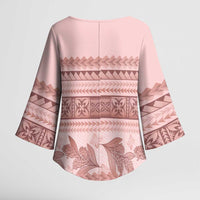 Pastel Pink Samoa Siapo Teuila Flowers Kimono Sleeve Blouse - Polynesian Pride