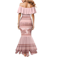 Pastel Pink Samoa Siapo Teuila Flowers Mermaid Dress - Polynesian Pride