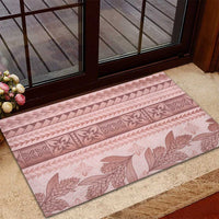 Pastel Pink Samoa Siapo Teuila Flowers Rubber Doormat - Polynesian Pride