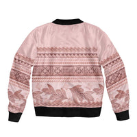 Pastel Pink Samoa Siapo Teuila Flowers Sleeve Zip Bomber Jacket LT14 - Polynesian Pride