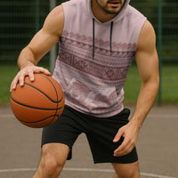 Pastel Pink Samoa Siapo Teuila Flowers Sleeveless Hoodie - Polynesian Pride