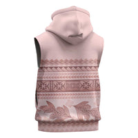 Pastel Pink Samoa Siapo Teuila Flowers Sleeveless Zip Hoodie - Polynesian Pride