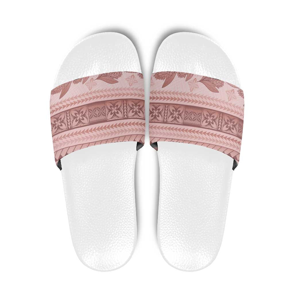 Pastel Pink Samoa Siapo Teuila Flowers Slide Sandals - Polynesian Pride
