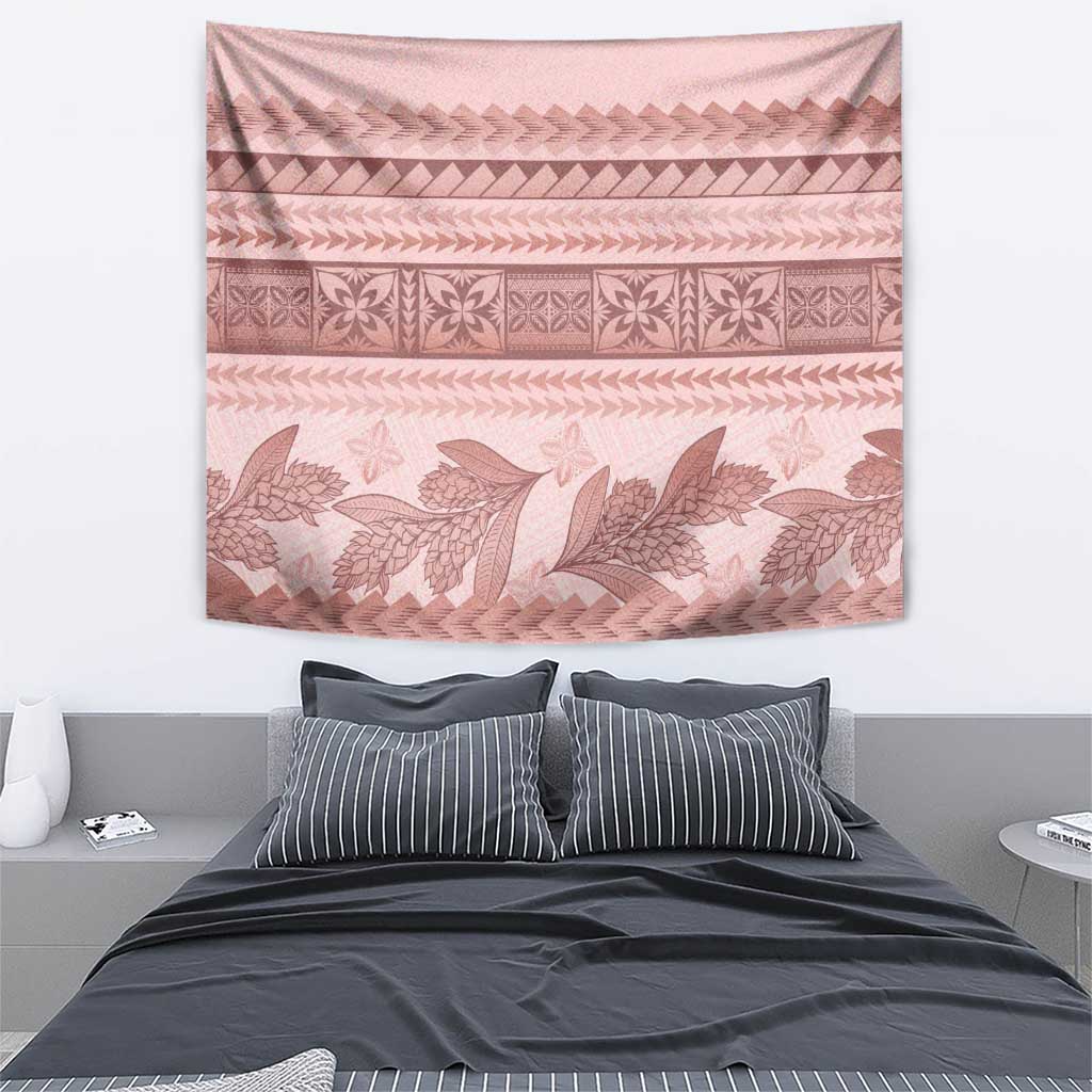 Pastel Pink Samoa Siapo Teuila Flowers Tapestry - Polynesian Pride