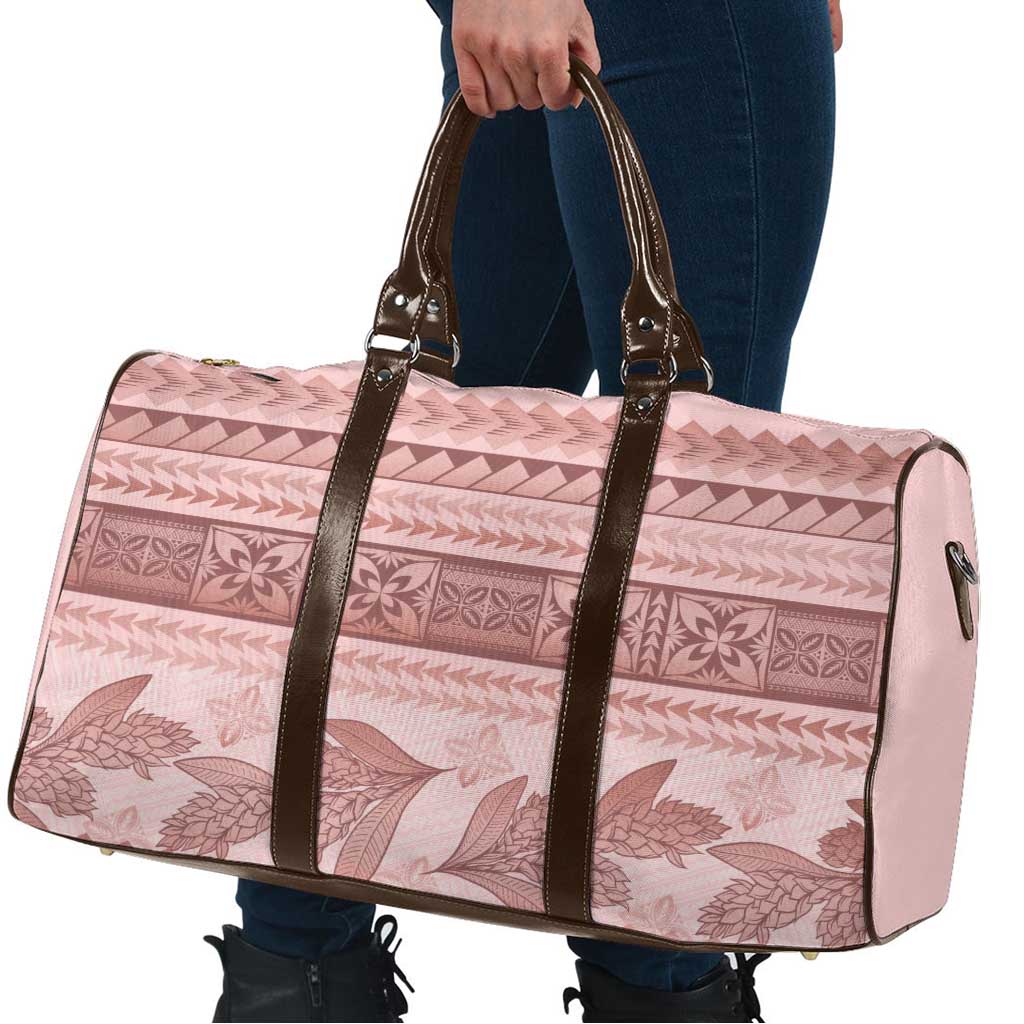 Pastel Pink Samoa Siapo Teuila Flowers Travel Bag - Polynesian Pride