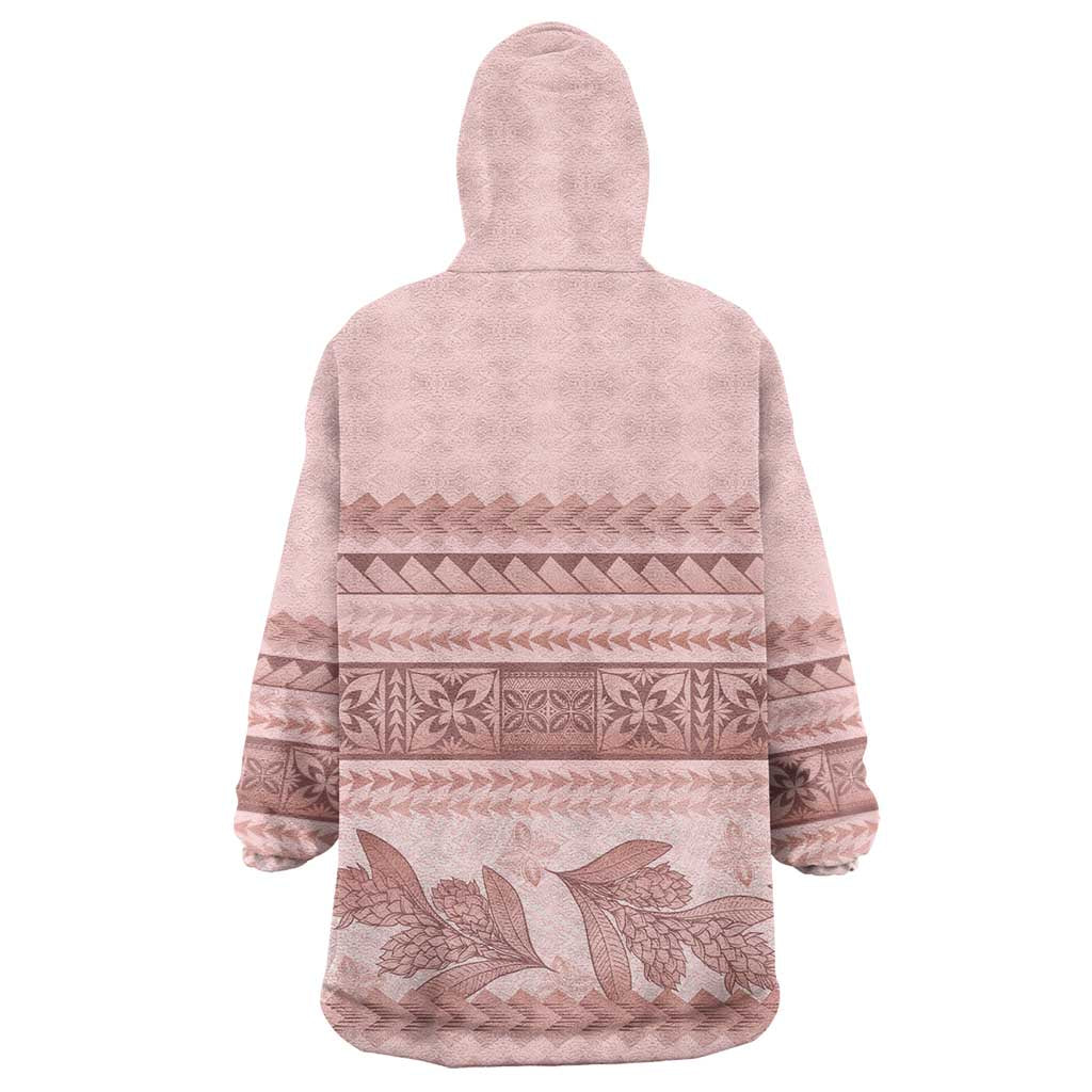 Pastel Pink Samoa Siapo Teuila Flowers Wearable Blanket Hoodie - Polynesian Pride