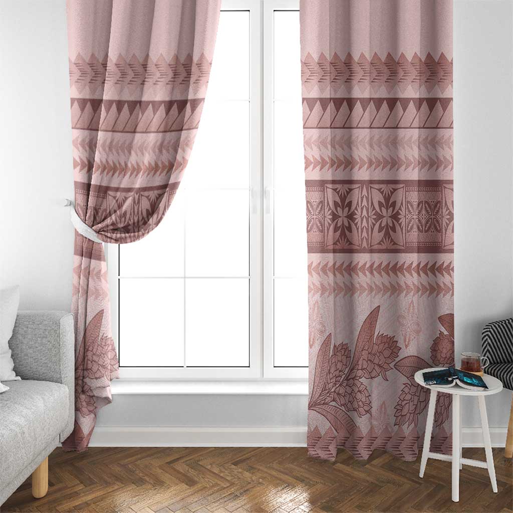 Pastel Pink Samoa Siapo Teuila Flowers Window Curtain LT14 - Polynesian Pride