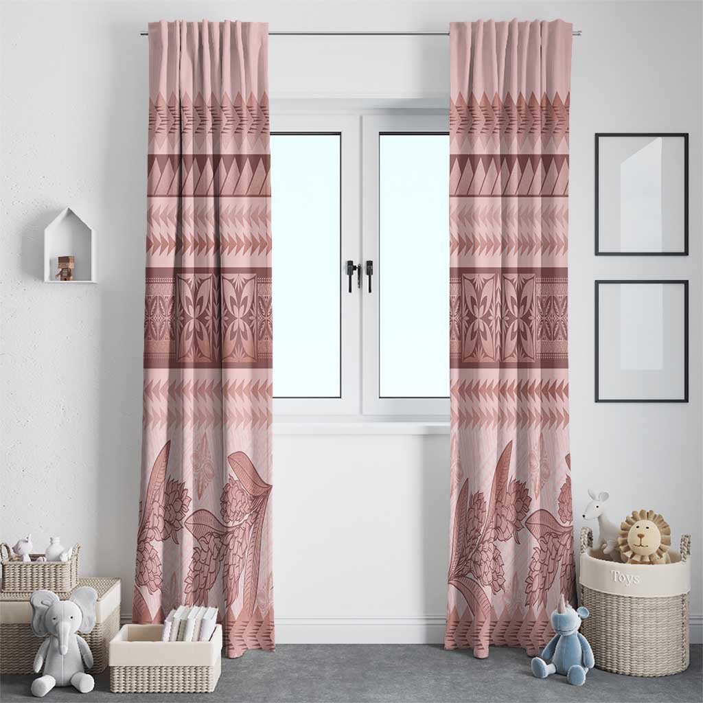 Pastel Pink Samoa Siapo Teuila Flowers Window Curtain LT14 - Polynesian Pride