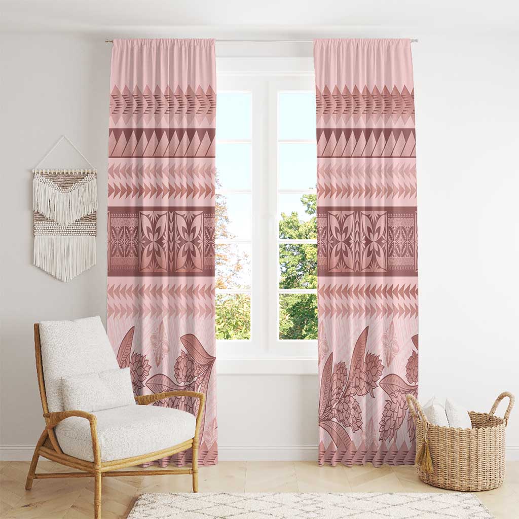 Pastel Pink Samoa Siapo Teuila Flowers Window Curtain LT14 - Polynesian Pride